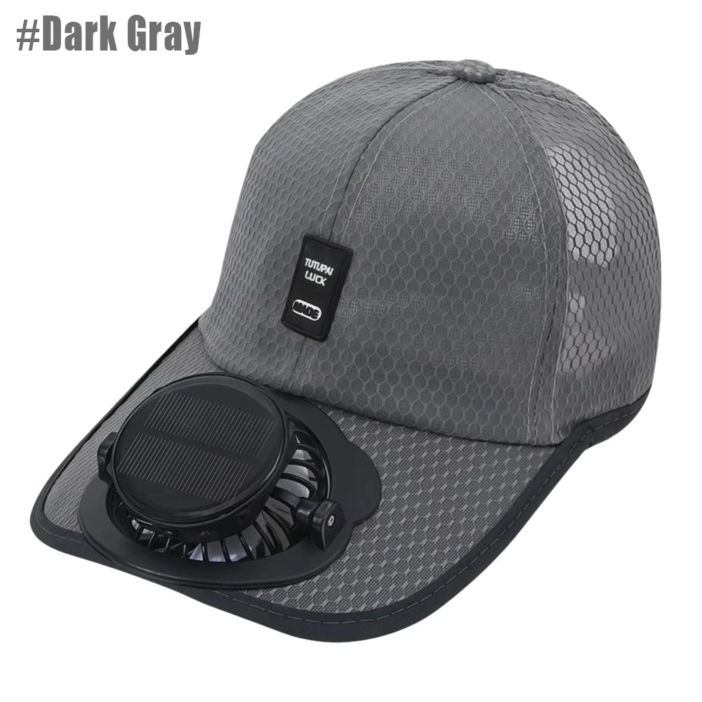 Solar Baseball Cap with Fan, Sun Protection USB Charging Fan Mesh Hat for Summer Outdoor Travel Fishing Camping Beach Golf
