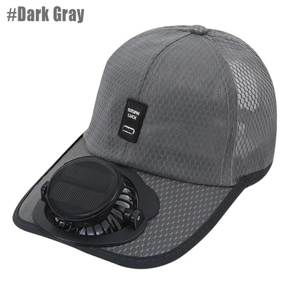 Solar Baseball Cap with Fan, Sun Protection USB Charging Fan Mesh Hat for Summer Outdoor Travel Fishing Camping Beach Golf