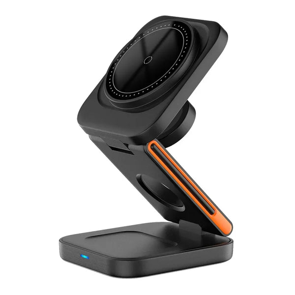 3-in-1 Foldable Wireless Charging Station with Magnetic Stand – Fast Charger for iPhone, Apple Watch & AirPods