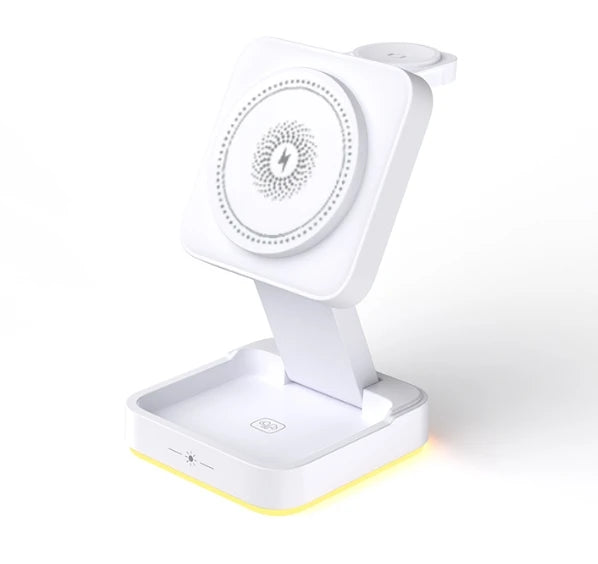 3-in-1 Foldable Wireless Charging Station with Magnetic Stand – Fast Charger for iPhone, Apple Watch & AirPods