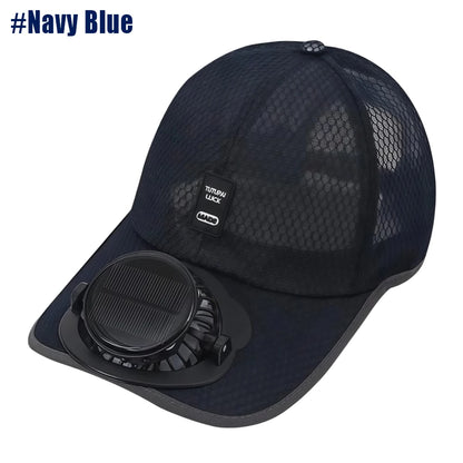 Solar Baseball Cap with Fan, Sun Protection USB Charging Fan Mesh Hat for Summer Outdoor Travel Fishing Camping Beach Golf