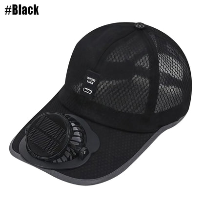 Solar Baseball Cap with Fan, Sun Protection USB Charging Fan Mesh Hat for Summer Outdoor Travel Fishing Camping Beach Golf