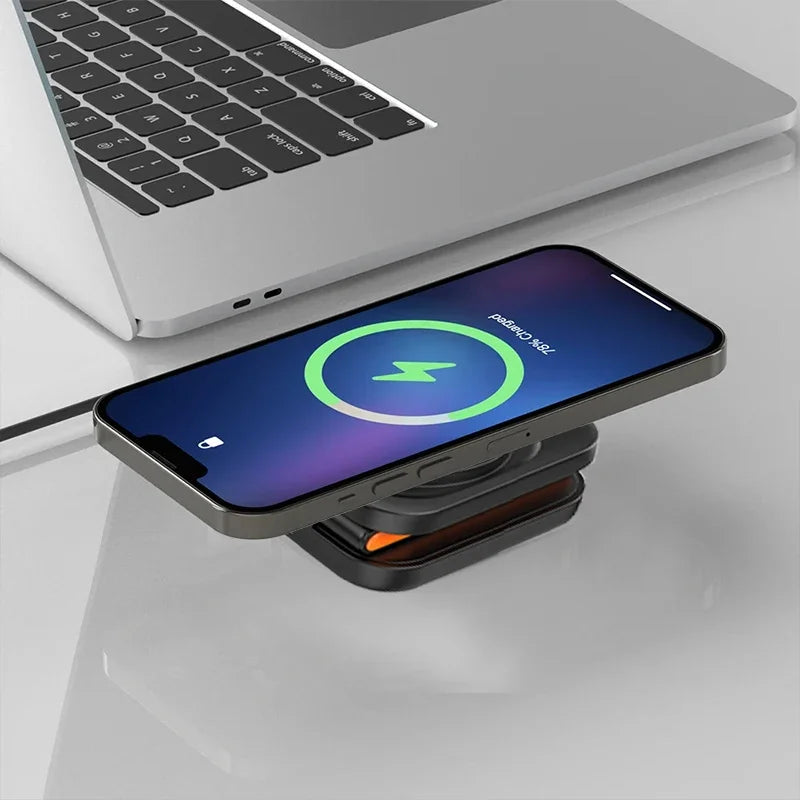 3-in-1 Foldable Wireless Charging Station with Magnetic Stand – Fast Charger for iPhone, Apple Watch & AirPods