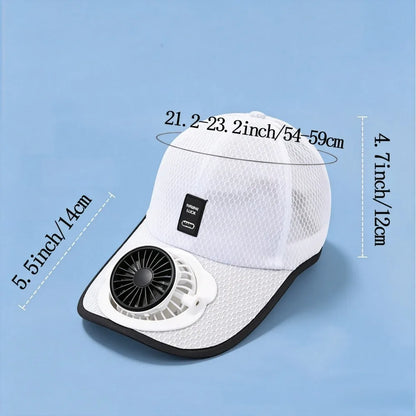 Solar Baseball Cap with Fan, Sun Protection USB Charging Fan Mesh Hat for Summer Outdoor Travel Fishing Camping Beach Golf