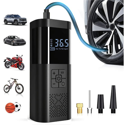 150 PSI Cordless Tire Inflator – Fast Portable Air Compressor with Digital Gauge for Car, Motorcycle & Bicycle