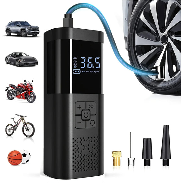 150 PSI Cordless Tire Inflator – Fast Portable Air Compressor with Digital Gauge for Car, Motorcycle & Bicycle