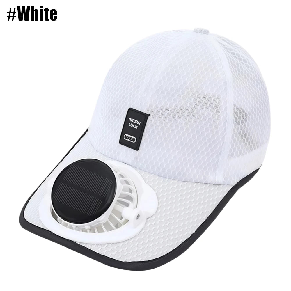 Solar Baseball Cap with Fan, Sun Protection USB Charging Fan Mesh Hat for Summer Outdoor Travel Fishing Camping Beach Golf