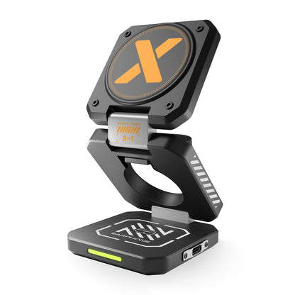 3-in-1 Foldable Wireless Charging Station with Magnetic Stand – Fast Charger for iPhone, Apple Watch & AirPods