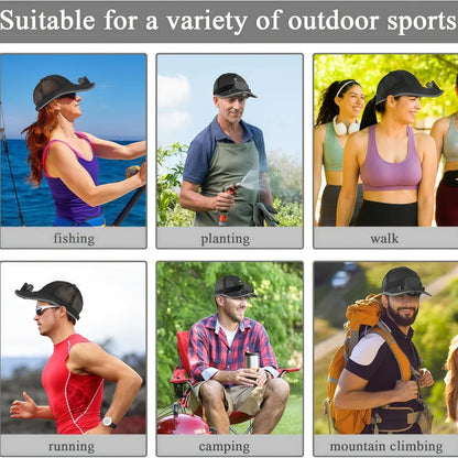 Solar Baseball Cap with Fan, Sun Protection USB Charging Fan Mesh Hat for Summer Outdoor Travel Fishing Camping Beach Golf